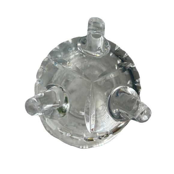 Vintage Bohemian Heavy Hand Cut 3 Footed Crystal Vase 5.75”H Clear Gift Feet - Picture 9 of 16